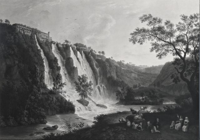 A. C. Cooper — Hackert Jacob Philipp - sec. XVIII/ XIX- Veduta di Tivoli con la cascata dell'Aniene e la villa di Mecenate — insieme